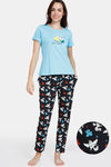 Zivame Color Me Happy Knit Cotton Pyjama Set - Jet Black — thumbnail 1